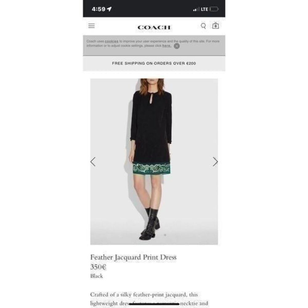 NWT COACH Feather Jacquard Print Silky Dress Size 2 - Picture 11 of 11